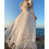 KYLETHOMASW  -  French White Princess Dress summer bow mid-length dress Party Ball Princess Fairy dresses for women