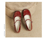 KYLETHOMASW  -  New Designer Round toe bowtie mary janes pumps women thick high heels lolita shoes ankle strap japanned leather talons femmes