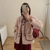 KYLETHOMASW  -  Sweet Hot Girl O-neck Double-sided Woolen Coat Women's Autumn/winter O-neck Lace-up Loose Coat Fashion Female Clothes