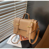 KYLETHOMASW  -  Ladies Fashionable PU Leather Square Box Bag Urban Simple Style Shoulder Crossbody Bag Daily Match Soft Hardness Zipper Opening