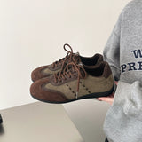 KYLETHOMASW  -  Leopard Print Women's Autumn Sneakers Fashion Splicing Flat Heel Vulcanized Shoes Female Lace-Up Non-Slip Leather Casual Shoes