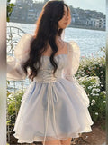 Kylethomasw Sweet Kawaii Mini Dress Vintage Korean Elegant Fashion Party Dress Women Fairy Princess Puff Sleeve Chic Summer 2024 Prom Dress