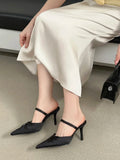 KYLETHOMASW  -  Street Style Pointed Toe Women Slippers Pumps Sexy Thin Heels Mule Slippers Party Prom Shoes Zapatos De Mujeres