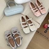 KYLETHOMASW  -  Summer Butterfly-knot Flat Mary Jane Women Comfort Soft Sole Ladies Elegnat Square Toe Dress Ballets Shoes