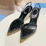 KYLETHOMASW  -  Luxury Rhinestones Gradient Slingbacks Women Pumps Fashion Bling Crystal Banquet Stiletto High Heels Fashion Party Prom Shoes