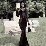 KYLETHOMASW  -     Dark Gothic Strapless Off Shoudler Sexy Dress for Women Halloween Costume Cinched Waist Slimming Wrapped Hip Fishtail Maxi Dress