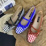 KYLETHOMASW  -  High Quality Checkered Design Mary Jane Shoes Women Inner Height Increase Flat Ballet Shoes Comfortable Soft Bottom Casual Shoes
