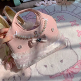 KYLETHOMASW  -  Pearl Bow Bag Original Sac Femme Shoulder Crossbady Bolso Sweet Princes Hand Bags for Woman Lace Spliced Bolsos De Mujer