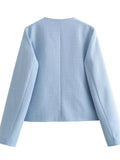 Kylethomasw Autumn Casual Patchwork Cardigan Sweater Scoop Neck For Women Solid Pocket Elegant High Waist Outwear Fashion Female Coat