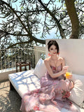 KYLETHOMASW  -  Woman Dress Sexy Elegant Sleeveless Floral Printed Spring Fashion Irregular Ruffles Holiday Hollow Out Backless Dresses