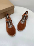 KYLETHOMASW  -  Floral Print Insole Velvet Flats Shoes Women Hand Stitching Elegant Mary Jeans Shoes Ladies Round Toe Ballets Flats Footwear