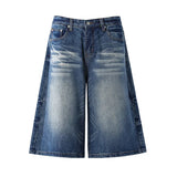 KYLETHOMASW  -  New Arrival Women Vintage Washed Cropped Denim Shorts High Waist Loose Wide Leg Summer Casual Streetwear Y2K Jeans