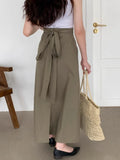 KYLETHOMASW  -  Korean Women Fashion Skirt Design Twist Linen Casual Summer New High Waist Slimming A-line Solid Long Skirts