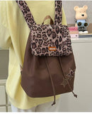KYLETHOMASW  -  Japanese Harajuku Style Y2k Retro Leopard Print Large Capacity Backpack Travel Storage Bag Student School Bag Women's Bag