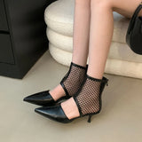 KYLETHOMASW  -  Female Low Heel Footwear Women Ankle Sandals Boots Shoes Zippers Fashion Pointed Toe Modern Ladies Sandals Booties Heeled Shoes