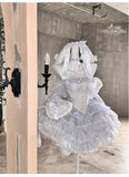 KYLETHOMASW  -  Sweet Princess Style High Waist Slimming Bow Dress Japanese Summer New Off-the-shoulder Lace-up Sleeveless Puffy Dresses