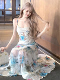 KYLETHOMASW  -  Temperament Dresses Women Sexy Floral Printed Fashion Sleeveless Slim Vintage Elegant Party Dress Elegant Ladies Backless