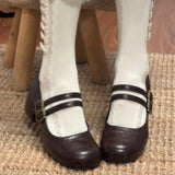 KYLETHOMASW  -  New Spring Thick Heel Women Mary Jane Shoes Fashion Metal Buckle Strap Shoes Ladies Outdoor Slip On Elegant Dress Pumps