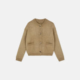 KYLETHOMASW  -  Autumn Winter Women Knitted Sweater Lazy O-Neck Long Sleeve Pocket Button Female Cardigan Casual Lady Street Outwear