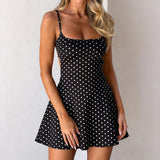 KYLETHOMASW  -  Vacation Dress For Women Sexy Backless Lace Up Polka Dot Mini Dress Spaghetti Strap Slim Fit Summer Party Beach Outfit