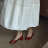 KYLETHOMASW  -  New Round Toe Mary Jane Shoes Patent Leather Bow Ballet Flats Womens Low Block Heel Pumps Elegant Daily Dress Zapatos Mujer