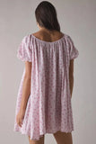 KYLETHOMASW  -  Women Summer Puff Sleeve Digital Floral Print Short Sleeve Round Neck Casual Dress Fashion 2025 New Arrival