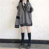 KYLETHOMASW  -  V Neck Knit Preppy Style Loose Lazy Cardigan Panelled Slim Premium All-match Jumper Vintage Korea Chic Ins Soft Fashion Sweaters