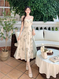 KYLETHOMASW  -  Women's Chinese Style 2-Piece Floral Dress Set Sheer Cardigan Maxi Dress