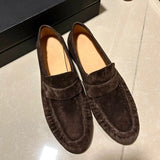 KYLETHOMASW  -  Women's New Retro Pleated Black Leather Penny Loafers Premium Eel Skin Texture Comfortable Slip-On Flats Daily Office Casual