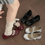 KYLETHOMASW  -  New Spring Vintage Thick Heel Women Mary Jane Shoes Fashion Butterfly-knot Height Increase Shoes Ladies Elegant Dress Pumps