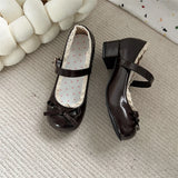 KYLETHOMASW  -  Fashion JK Women Mary Jane Shoes Ladies Causal Shallow Butterfly-knot Shoes Spring Autumn Female Leather Shoes