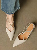 KYLETHOMASW  -  New Style Pointed Toe Low Heel Mule Shoes Women French Retro Single Buckle Strap Fashion Pointed Low Heel Shoes Women 7878