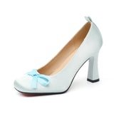 KYLETHOMASW  -  French Fairy Tale Style Ballet Flats High Heels Women's Spring Autumn Bow Tie Silk Round Toe Thin Heel Rubber Bottom Shoes
