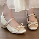 KYLETHOMASW  -  French Bow Thick Heel Single Buckle Mary Jane Shoes for Women 2025 New Summer with Skirt Comfortable and Lightweight High Heels