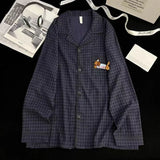 KYLETHOMASW  -  Embroidery Dog Vintage Plaid Men's Pyjama 2 Piece Suit Plus Size Casual Soft Fashion Men's Pajamas Set Spring New Sleepwear