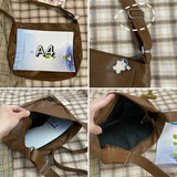 KYLETHOMASW  -  Japanese Simple PU Leather Crossbody Bag Shoulder Bags Large Capacity Tote Bag Woman Bags Student Commuter Storage Bag