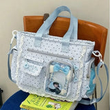 KYLETHOMASW  -  Lace Polka Dot Ita Bag Underarm Shoulder Bags Sweet Student Bolsa Shopper Bolsas Feminina High Capaci Sac Femme Bolsos mujer