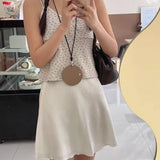 KYLETHOMASW  -  French Style Pink White Jacquard Satin Skirt For Women High Waist Elegant A-line Mini Sweet Skirts