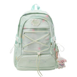 KYLETHOMASW  -  Women's Large Capacity Star Print Backpack Clear Mesh Pocket Heart Decor Adjustable Strap Casual Daily School Itabag New