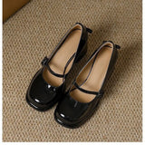 KYLETHOMASW  -  French-style Mary Jane Shoes for Women, Summer Chunky High Heels, Shallow Leather Flats, Fairy Versatile Single Shoes