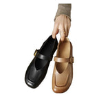 KYLETHOMASW  -  Strange Low Heels Flats Woman Buckle Strap Mary Janes Round Toe Flats Loafers Femme Slip On Barefoot Mocassines Mujer Boat Shoes