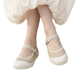 KYLETHOMASW  -  High Quality Women Canvas Mary Jane Shoes Flats Buckle Strap Round Toe Casual Daily Walking Shoes Ladies Vintage Canvas Sneakers