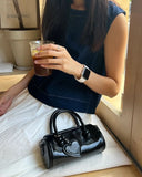 KYLETHOMASW  -  Vintage Pu Leather Black Messenger Bag Women New Retro Handle  Crossbody Bags Ladies Boston Pillow Y2k Handbag Aesthetic