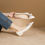 KYLETHOMASW  -  Women's Flat Shoes Fashionable Pointed Single Shoe New Belt Buckle Flat Single Shoes for Women Black Wide Heels Women