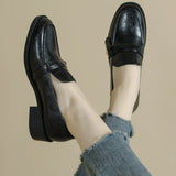 KYLETHOMASW  -  Women's Cow Leather Metal Buckle Slip On Flat Shoes 2025 High Quality Comfortable Loafers Casual Versatile Daily Famale Shoes