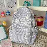 KYLETHOMASW  -  Plaid Star School Backpack Large Capacity Mochila Travel Mochilas Shopper Bag Student Bolsas Feminina Daily Casual Backpacks