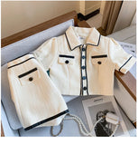KYLETHOMASW  -  Casual Set Women's Summer Short-sleeved Jacket High Waist Wide Leg Shorts Two-piece Set Fashion Female Clothes