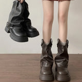 KYLETHOMASW  -  Autumn Women's Knee High Boots Western Round Toe Long Boots Women Western Shoes Chunky Heel Platform Women