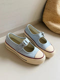 KYLETHOMASW  -  Thick Bottom Mary Jane Shoes Breathable Hollow out Canvas Versatile Summer New Style Metal Decorated Mid Heel Casual Women's Foo