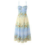 KYLETHOMASW  -  Boho Beach Party Dress Summer Causal Sexy Sleeveless Strap Dresses for Women Floral Print Vintage Holiday Long Vestidos Robe